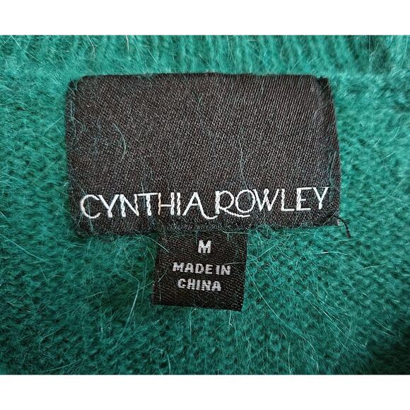 CYNTHIA ROWLEY Women's M Angora Sweater Green 3/4 Sleeve Soft Bust 36" - Picture 3 of 7